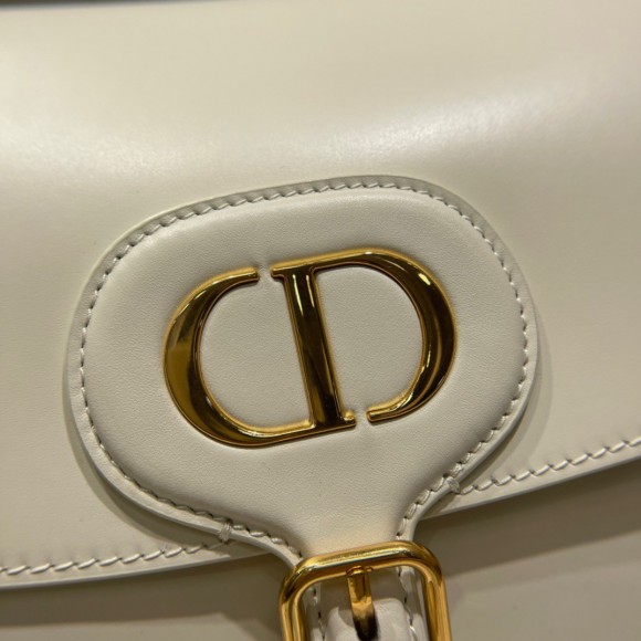 D*or bobby large bag in white box calfskin