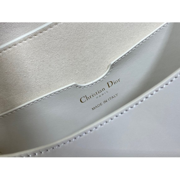 D*or bobby large bag in white box calfskin