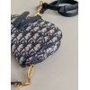 Dior Mini Saddle Bag with Strap in Blue Oblique Jacquard