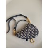 Dior Mini Saddle Bag with Strap in Blue Oblique Jacquard