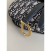 Dior Mini Saddle Bag with Strap in Blue Oblique Jacquard