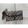 Dior Bobby East-West Chain Pouch in Blue Oblique Jacquard