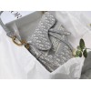 Dior Saddle Bag In Grey Dior Oblique Embroidery