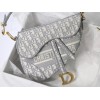 Dior Saddle Bag In Grey Dior Oblique Embroidery