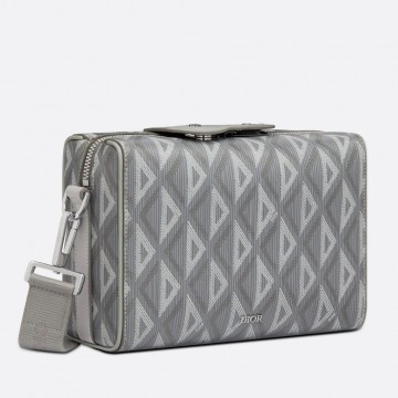 Dior Lingot Messenger Bag In Gray CD Diamond Canvas Dior Lingot Messenger Bag In Gray CD Diamond Canvas