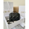 Dior Caro Box Bag with Chain in Black Macrocannage Calfskin