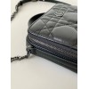 Dior Caro Box Bag with Chain in Black Macrocannage Calfskin