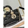 Dior Lady D-Joy Medium Bag In Black Patent Cannage Calfskin