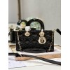 Dior Lady D-Joy Medium Bag In Black Patent Cannage Calfskin