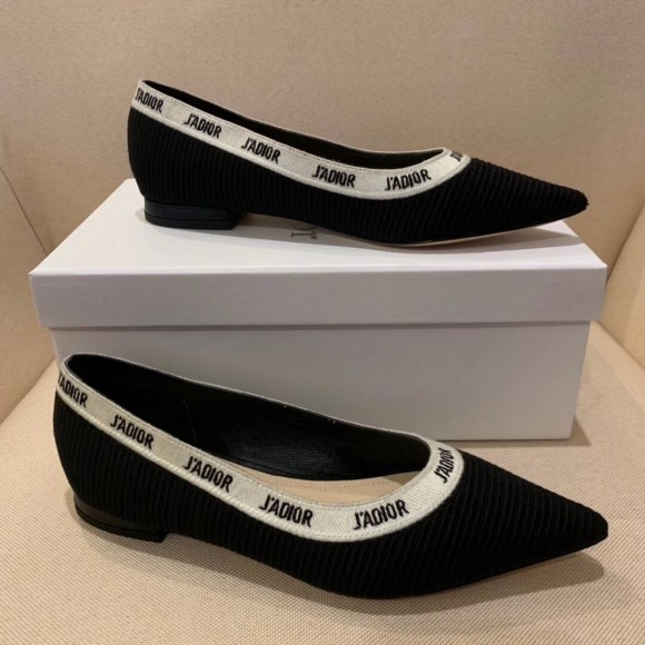 D*or j'aD*or embroidered ballet flats in black technical canvas