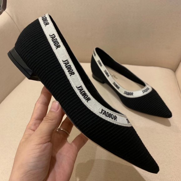 D*or j'aD*or embroidered ballet flats in black technical canvas