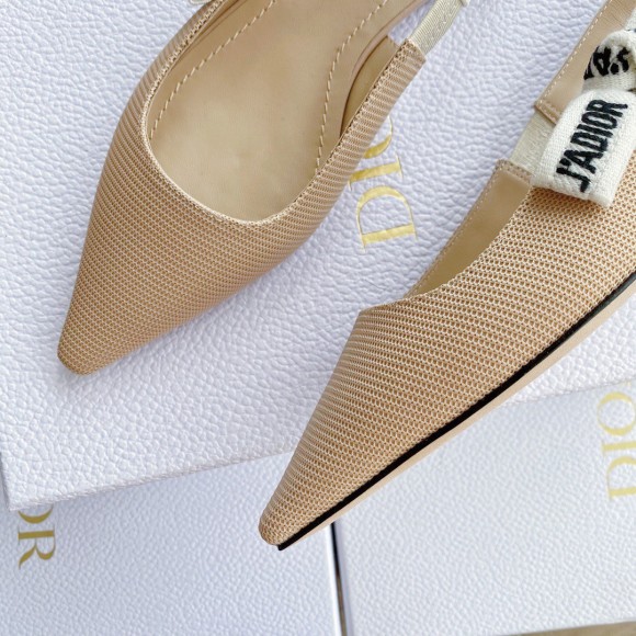 D*or j'aD*or slingback ballerina flats in nude technical canvas