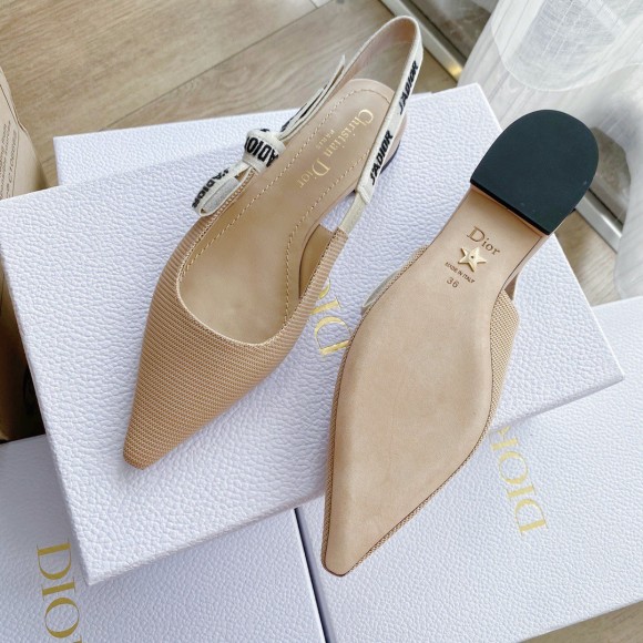 D*or j'aD*or slingback ballerina flats in nude technical canvas