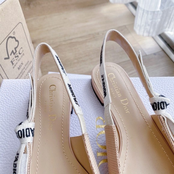 D*or j'aD*or slingback ballerina flats in nude technical canvas