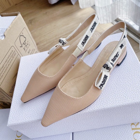 D*or j'aD*or slingback ballerina flats in nude technical canvas