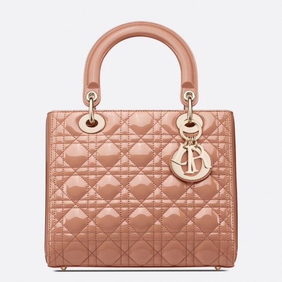 D*or lady D*or medium bag in blush patent cannage calfskin