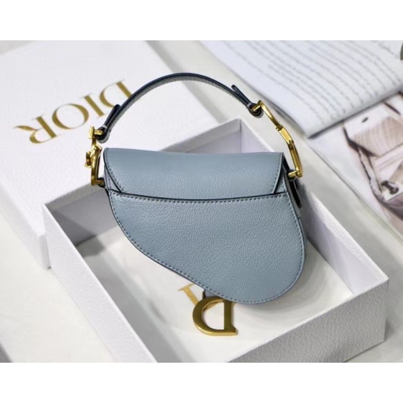 D*or saddle micro bag in cloud blue goatskin