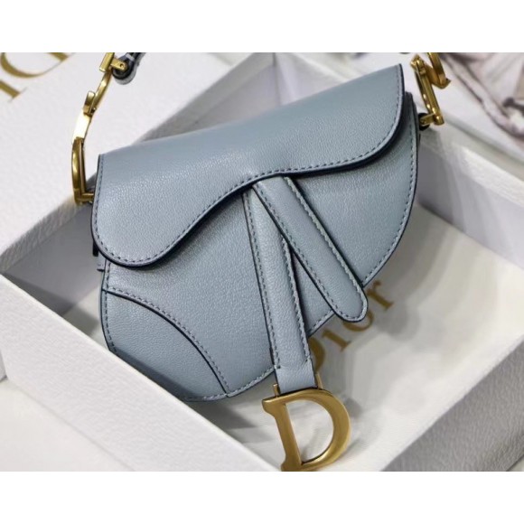 D*or saddle micro bag in cloud blue goatskin