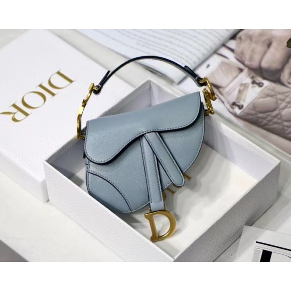 D*or saddle micro bag in cloud blue goatskin