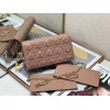 Dior Lady Dior Chain Pouch In Blush Patent Cannage Calfskin