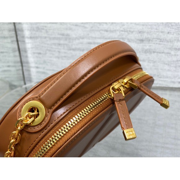 D*or cd signature oval camera bag in brown calfskin