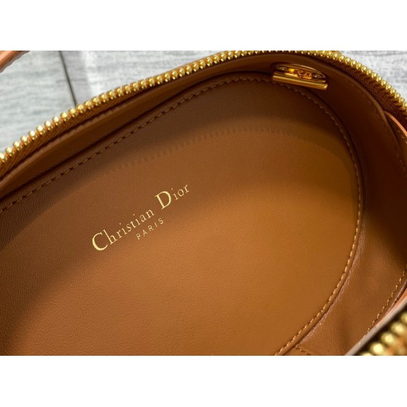 D*or cd signature oval camera bag in brown calfskin