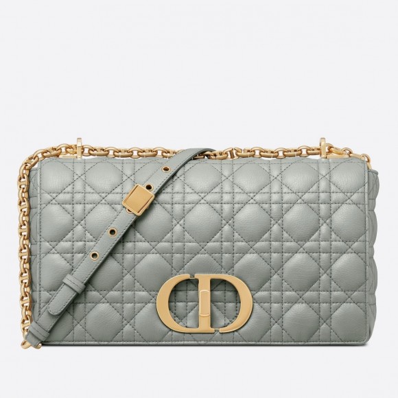 D*or caro large bag in grey cannage calfskin