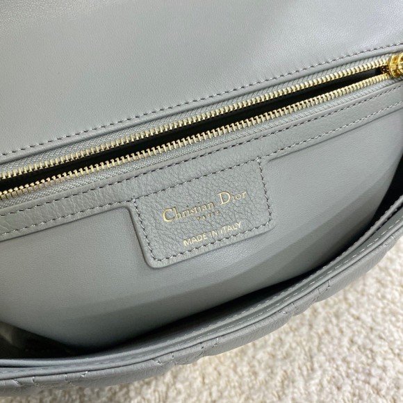 D*or caro large bag in grey cannage calfskin