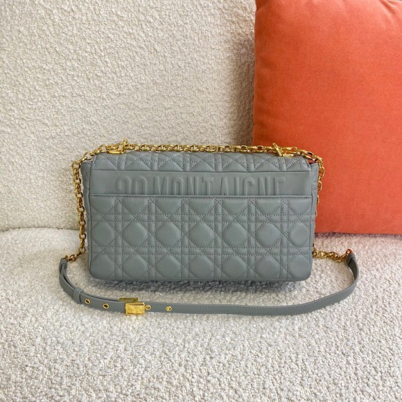 D*or caro large bag in grey cannage calfskin