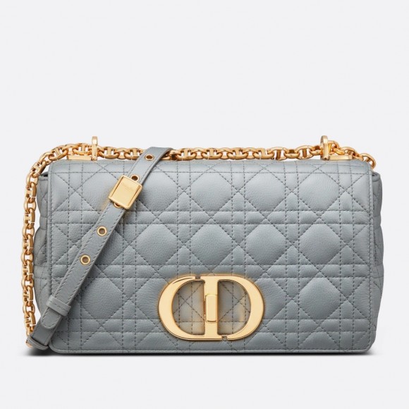 D*or caro medium bag in grey cannage calfskin