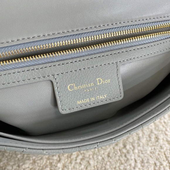 D*or caro medium bag in grey cannage calfskin