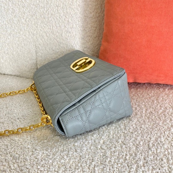 D*or caro medium bag in grey cannage calfskin