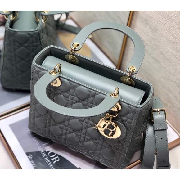 D*or lady D*or medium bag in grey cannage lambskin