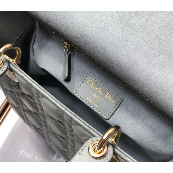 D*or lady D*or medium bag in grey cannage lambskin