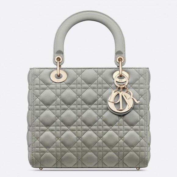 D*or lady D*or medium bag in grey cannage lambskin