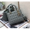 Dior Lady Dior Medium Bag In Grey Cannage Lambskin