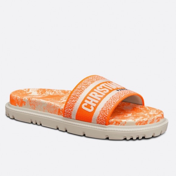 D*or dway slides in bright orange toile de jouy embroidered cotton