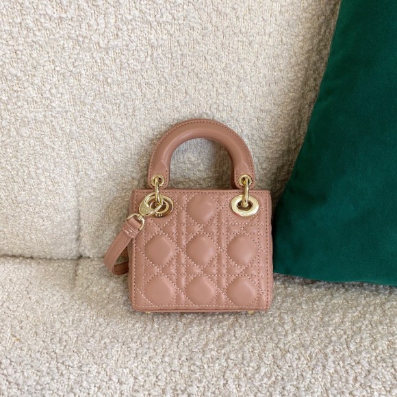 D*or lady D*or micro bag in poudre cannage lambskin