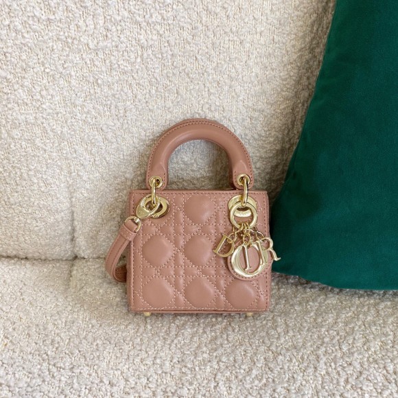 D*or lady D*or micro bag in poudre cannage lambskin