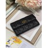 Dior Caro Continental Wallet In Black Cannage Calfskin