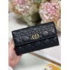 Dior Caro Continental Wallet In Black Cannage Calfskin