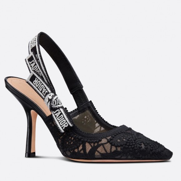 D*or j'aD*or slingback pumps 100mm in black macrame cotton