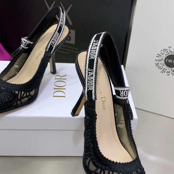 D*or j'aD*or slingback pumps 100mm in black macrame cotton