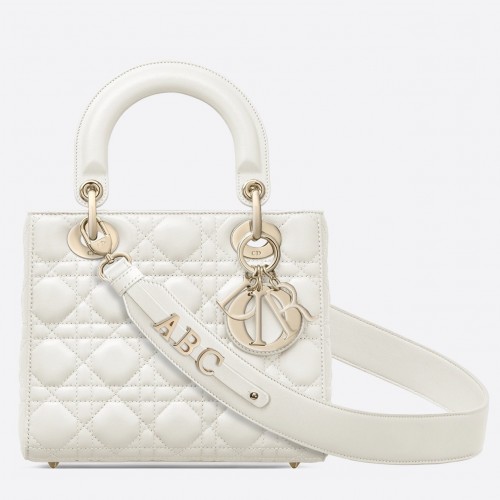 Dior Small Lady Dior My ABCDior Bag In White Lambskin