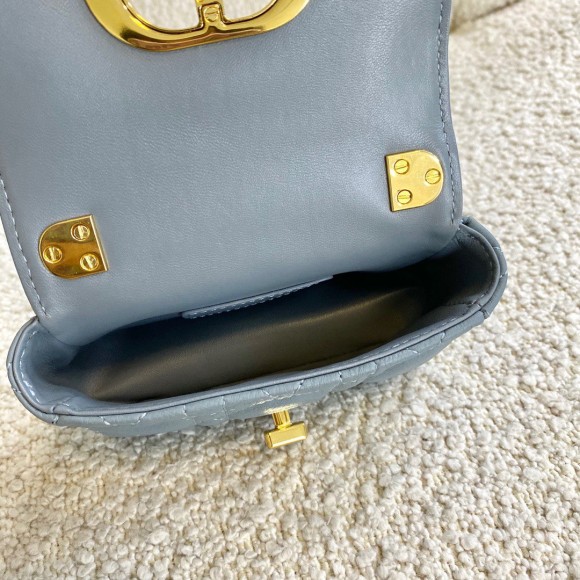 D*or caro micro bag in blue cannage calfskin