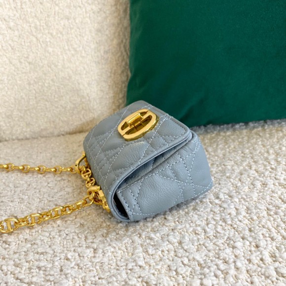 D*or caro micro bag in blue cannage calfskin