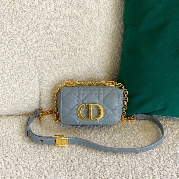 D*or caro micro bag in blue cannage calfskin