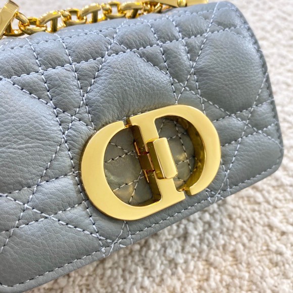 D*or caro micro bag in blue cannage calfskin