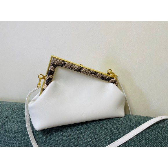 F**di first small bag in white nappa leather with python f