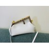Fendi First Small Bag In White Nappa Leather with Python F